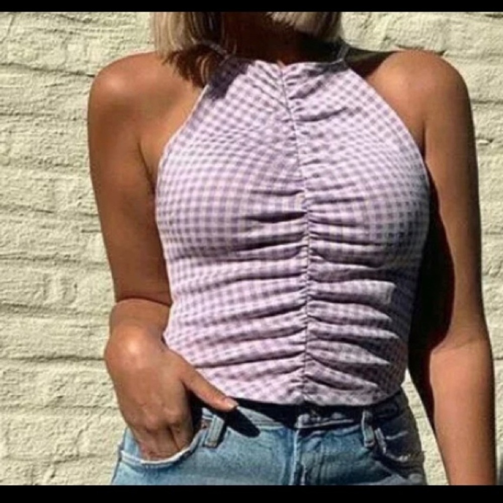 Zara ruched lilac halter top large NWT